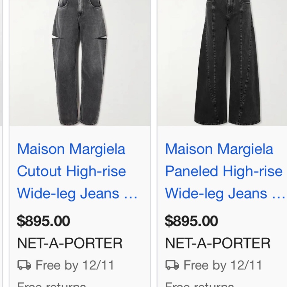 Light Blue with tan Women' Wide-Leg Jeans open waist Maison margiela size 2 - Picture 14 of 16